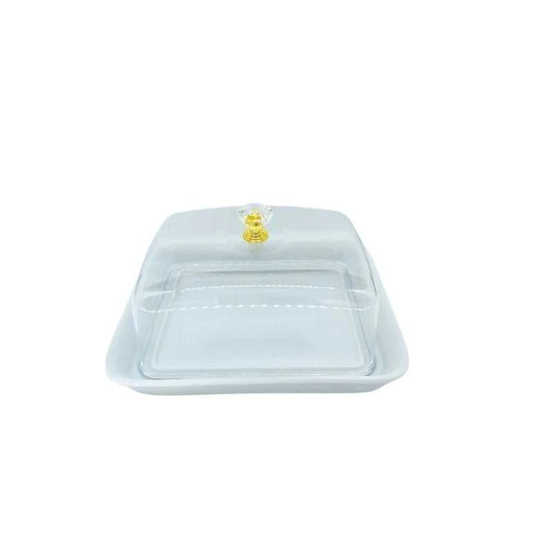 Acrylic Butter Dish Cover with Ceramic Base